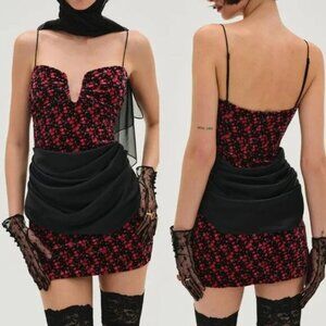 NWT $239 FOR LOVE AND LEMONS BERRY BUD MINI DRESS SIZE L